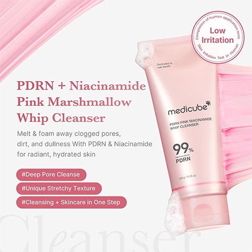Medicube PDRN Pink Niacinamide Whip Cleanser-120g - Image 3