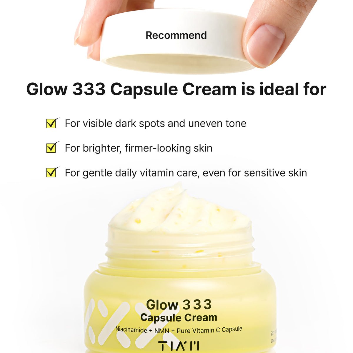 TIAM Glow 333 Capsule Cream Niacinamide + NMN + Pure Vitamin C Capsule -55ml - Image 4