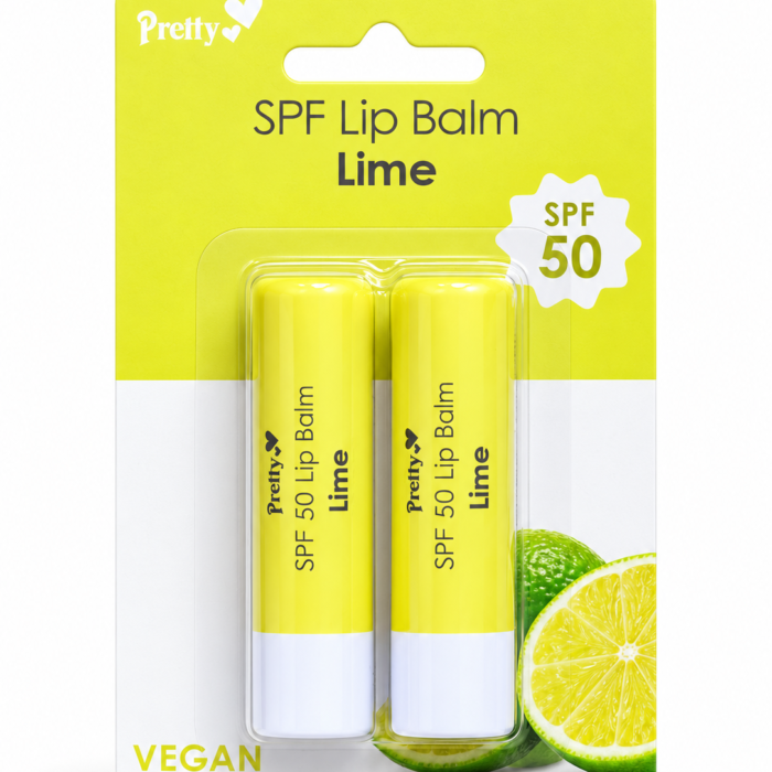 Pretty SPF 50 Lip Balm Zingy Lime 2pk