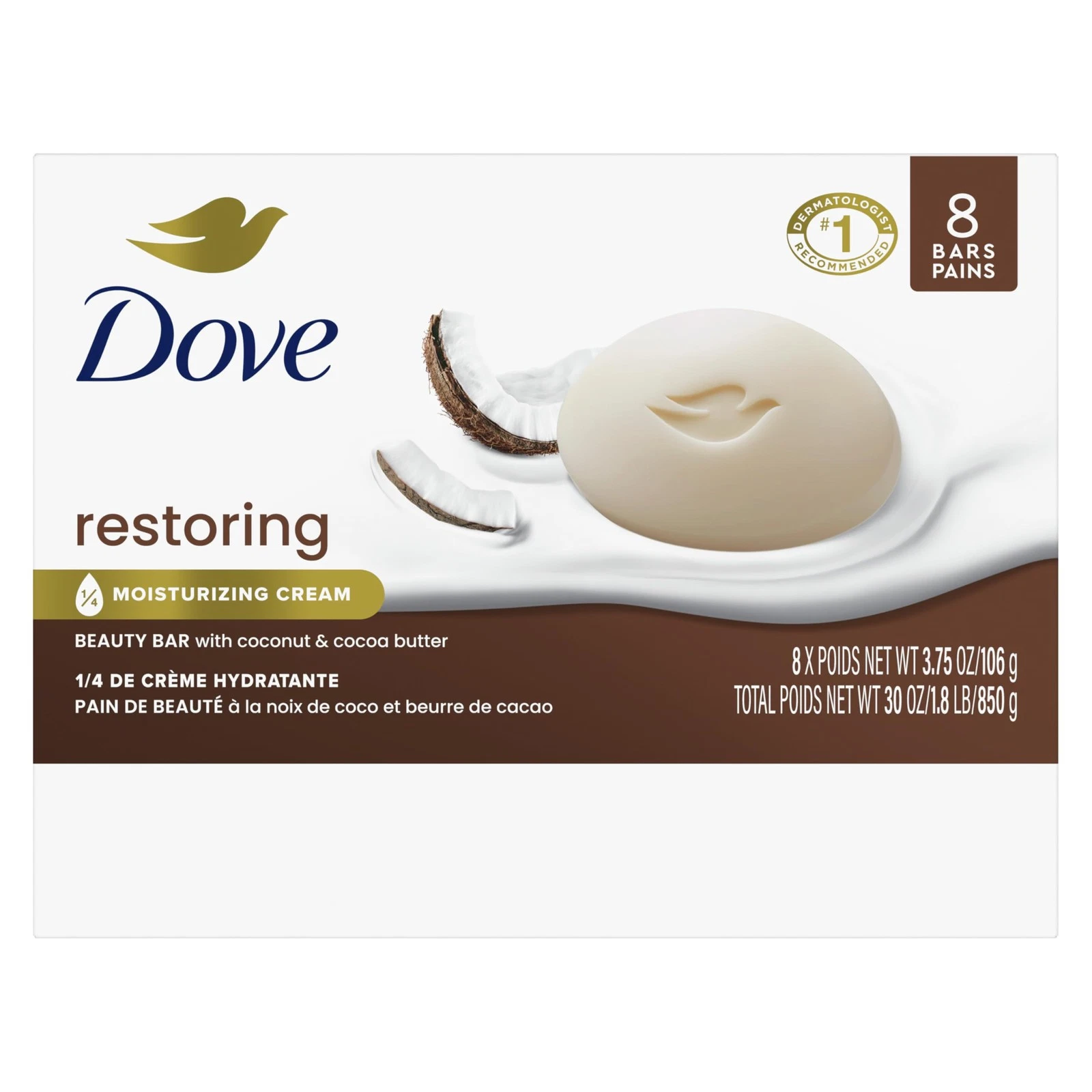 Dove Beauty Bar Soap Restoring Coconut & Cocoa Butter -106g (USA)